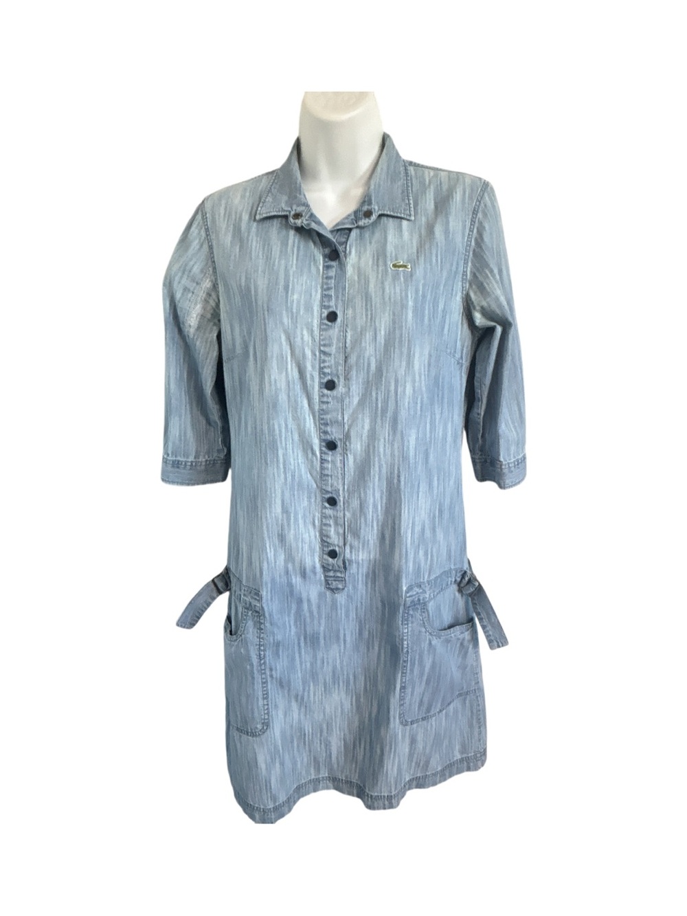 Lacoste Denim Mini Dress Preppy Sporty 90s Retro Light Blue Size 38 (US 6)